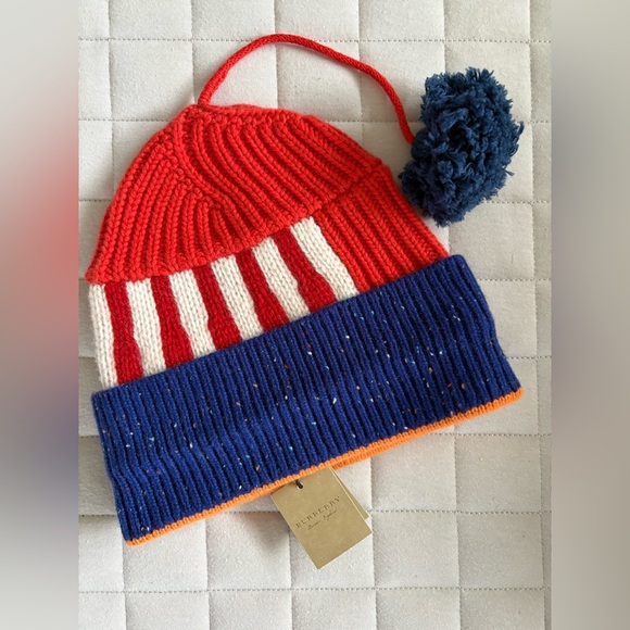 Burberry Striped Knit Beanie Hat - Red, White, and Blue - Picture 1 of 3